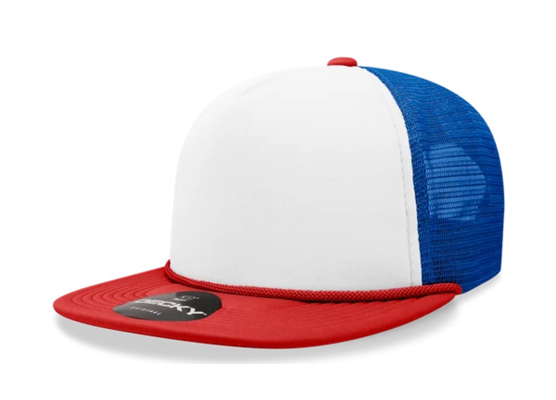 Decky - 6026 - Classic 5 Panel - Blank 2-Tone Flat Bill Foam Trucker Hat - MAD Merch USA