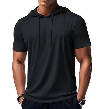 MAGCOMSEN - Men's Short Sleeve Hoodie Cotton Workout Hooded T-Shirts