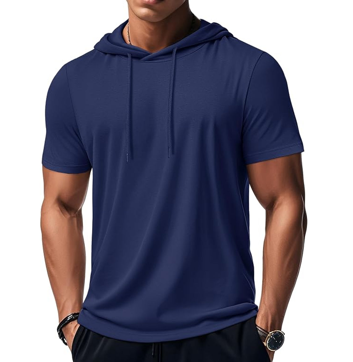 MAGCOMSEN - Men's Short Sleeve Hoodie Cotton Workout Hooded T-Shirts