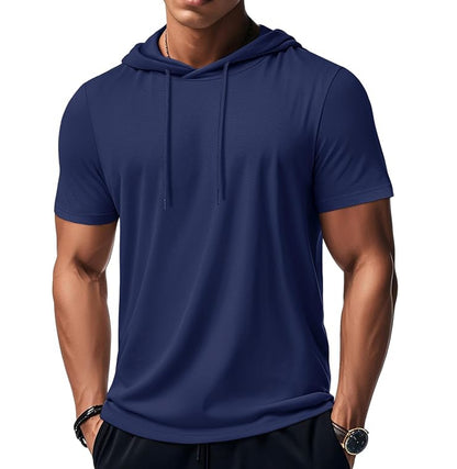 MAGCOMSEN - Men's Short Sleeve Hoodie Cotton Workout Hooded T-Shirts