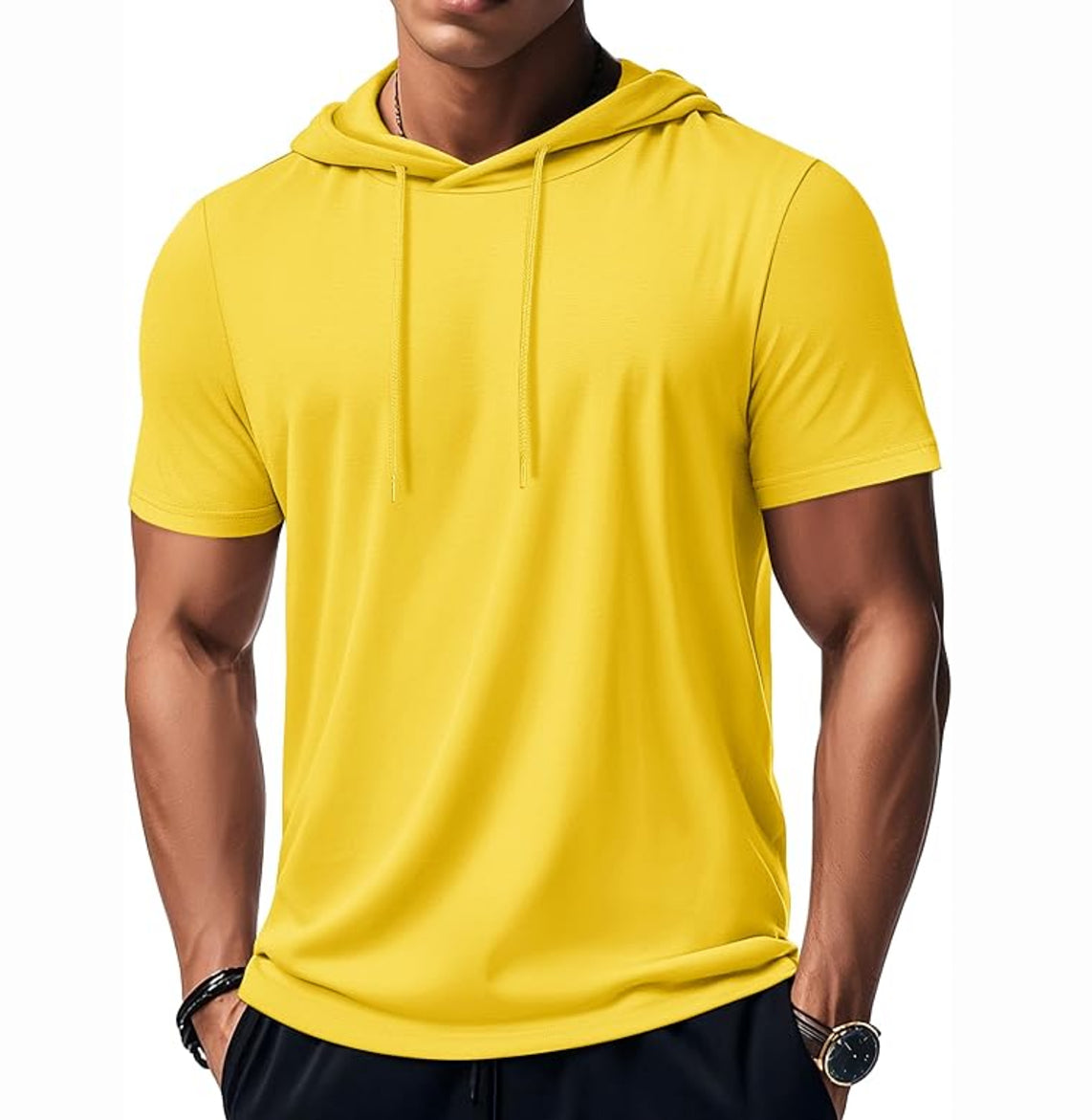 MAGCOMSEN - Men's Short Sleeve Hoodie Cotton Workout Hooded T-Shirts
