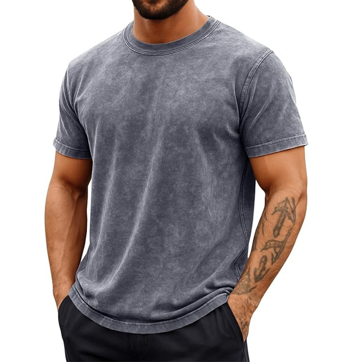 Runcati - Men's Short Sleeve Acid Wash T-Shirts