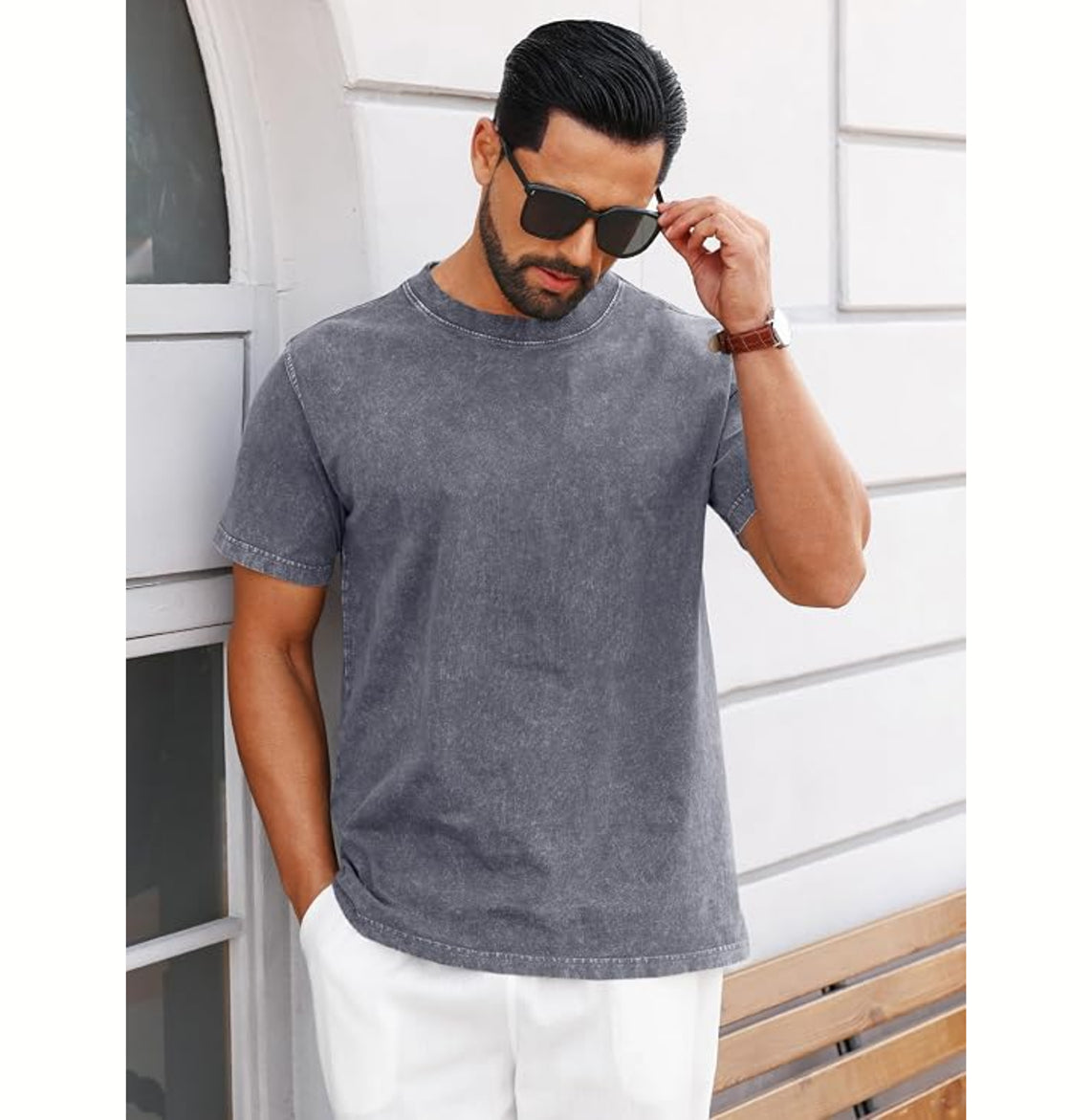 Runcati - Men's Short Sleeve Acid Wash T-Shirts