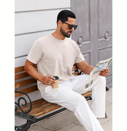 Runcati - Men's Short Sleeve Acid Wash T-Shirts