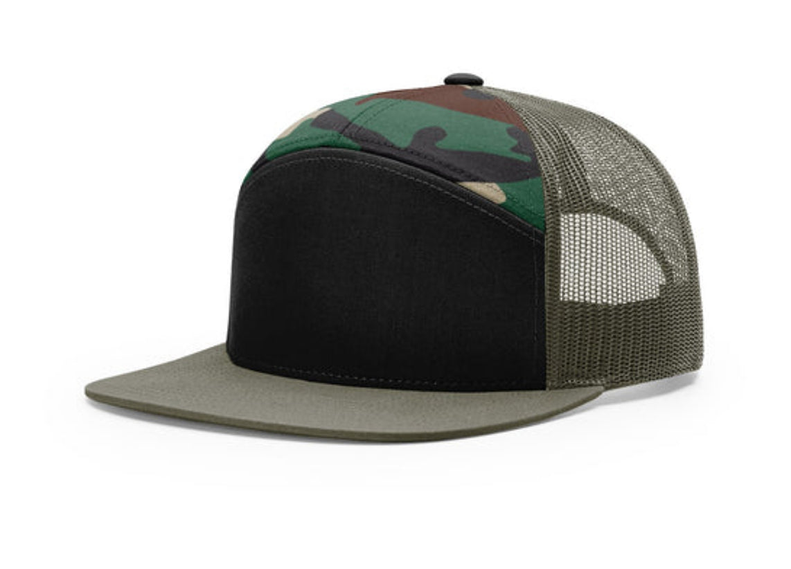 Richardson - 168 7-Panel Trucker Hat, Flat Bill Snapback