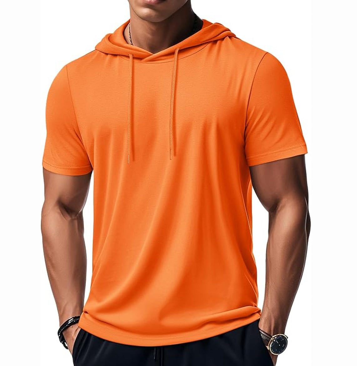 MAGCOMSEN - Men's Short Sleeve Hoodie Cotton Workout Hooded T-Shirts