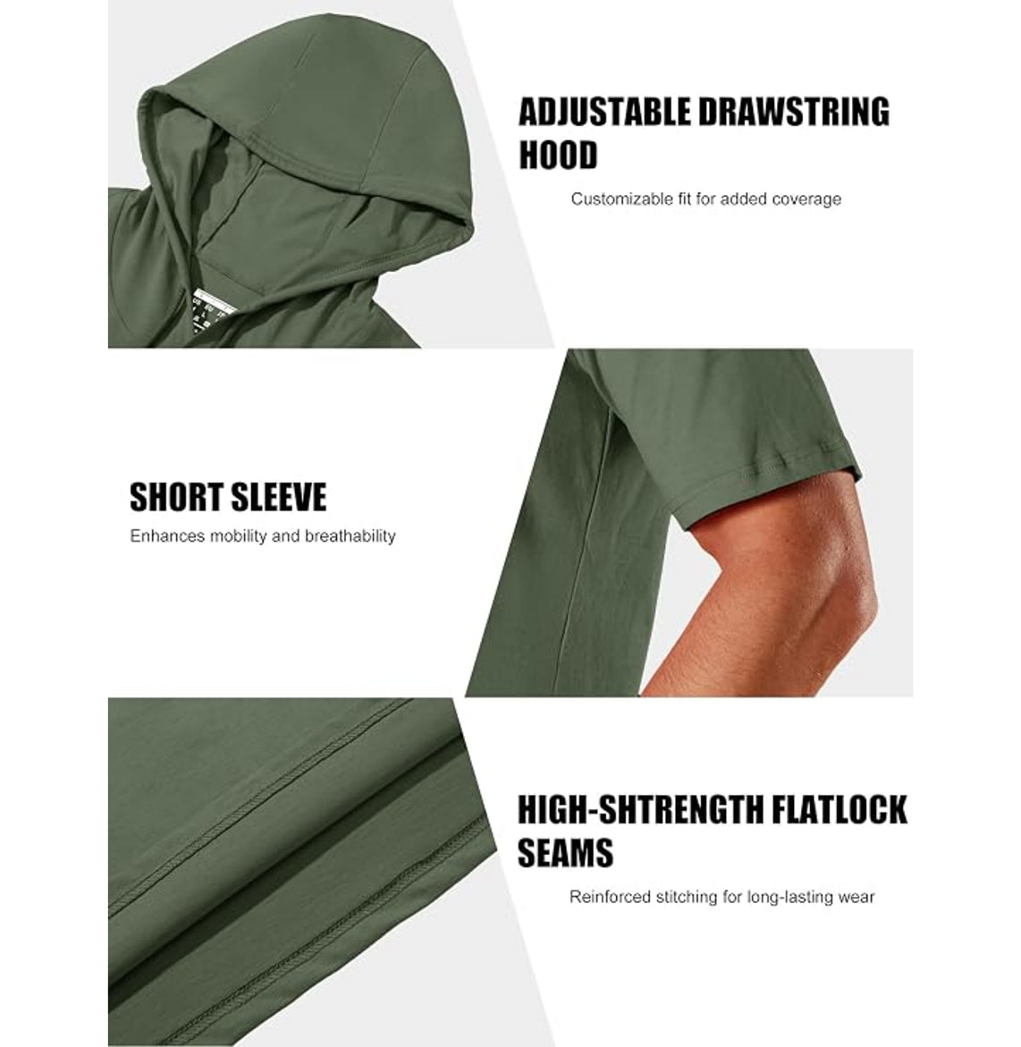 MAGCOMSEN - Men's Short Sleeve Hoodie Cotton Workout Hooded T-Shirts