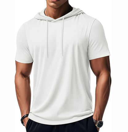 MAGCOMSEN - Men's Short Sleeve Hoodie Cotton Workout Hooded T-Shirts