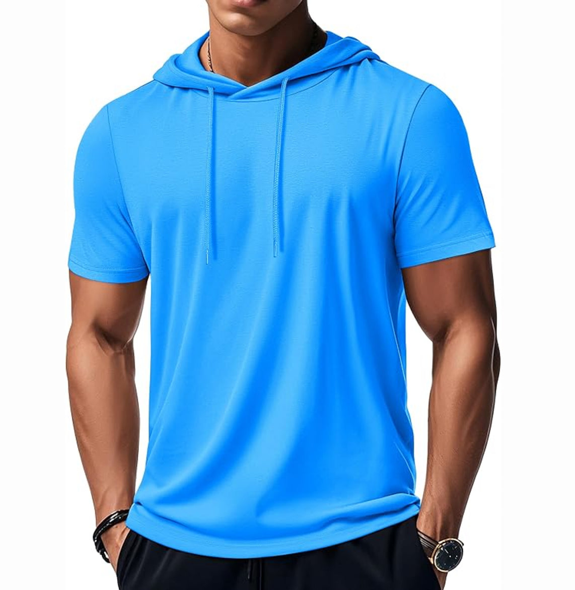 MAGCOMSEN - Men's Short Sleeve Hoodie Cotton Workout Hooded T-Shirts