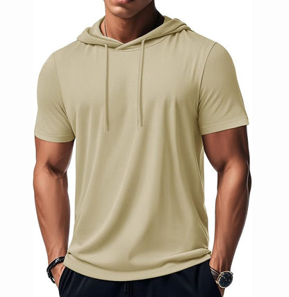 MAGCOMSEN - Men's Short Sleeve Hoodie Cotton Workout Hooded T-Shirts