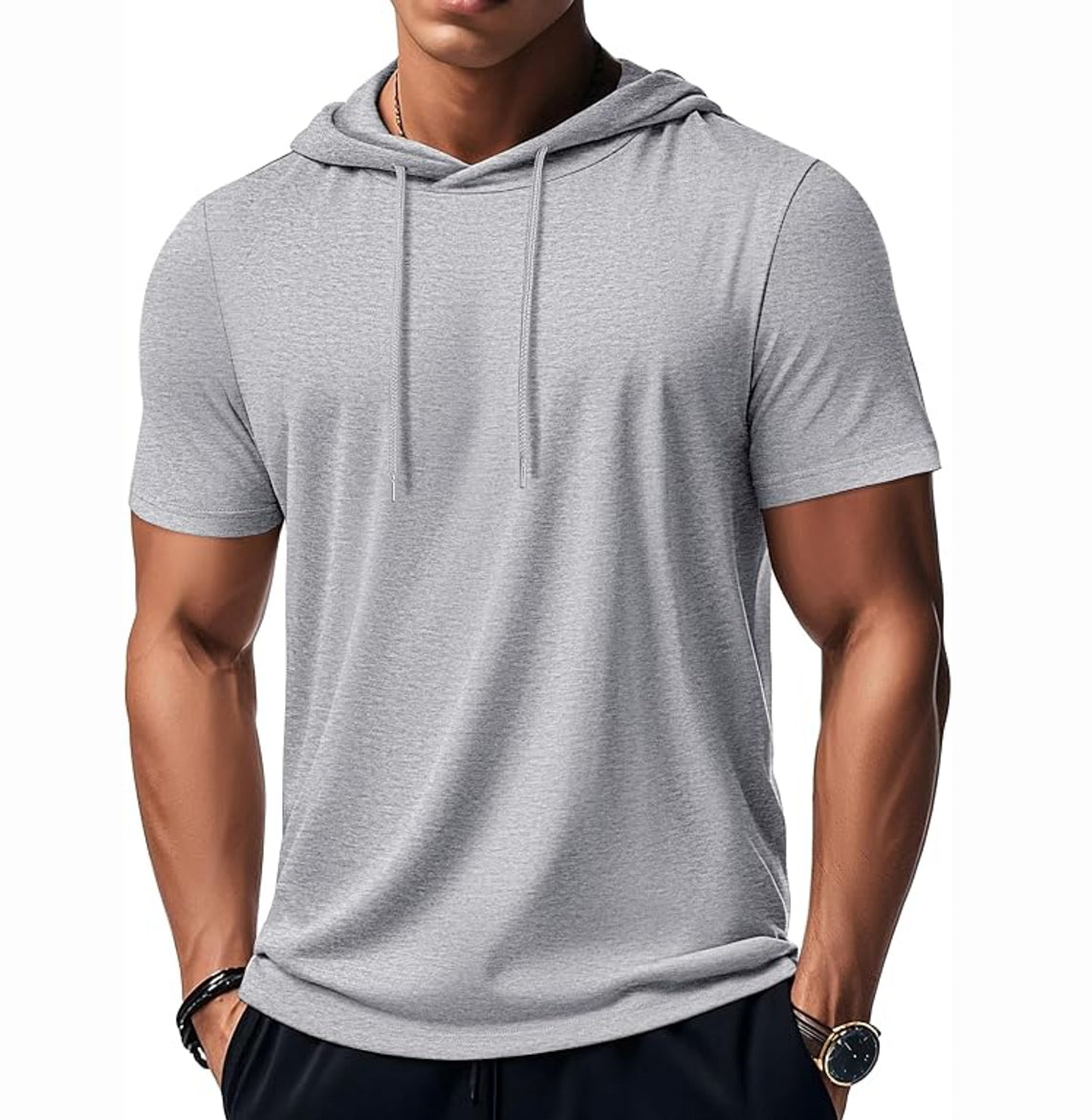 MAGCOMSEN - Men's Short Sleeve Hoodie Cotton Workout Hooded T-Shirts