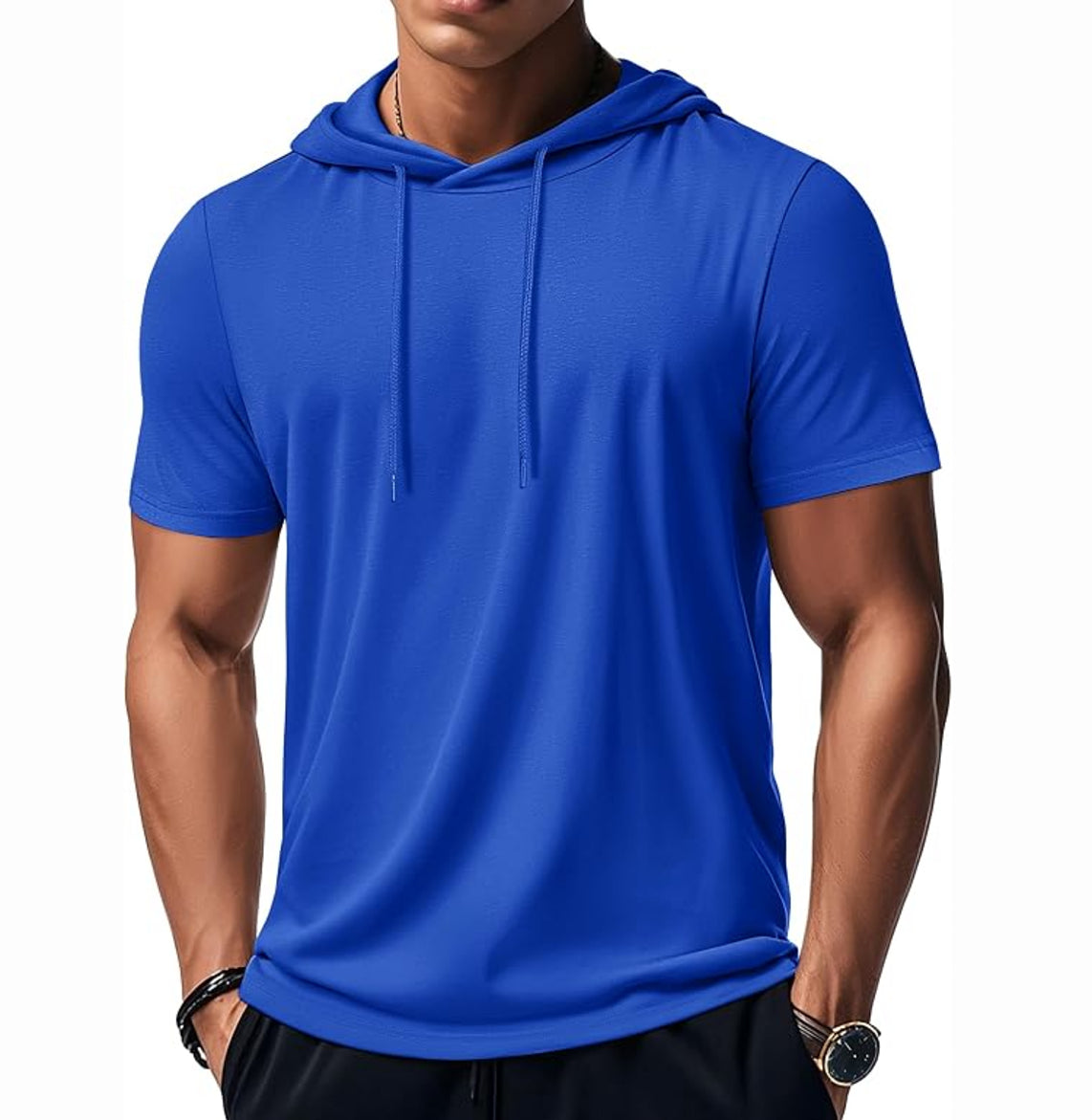 MAGCOMSEN - Men's Short Sleeve Hoodie Cotton Workout Hooded T-Shirts