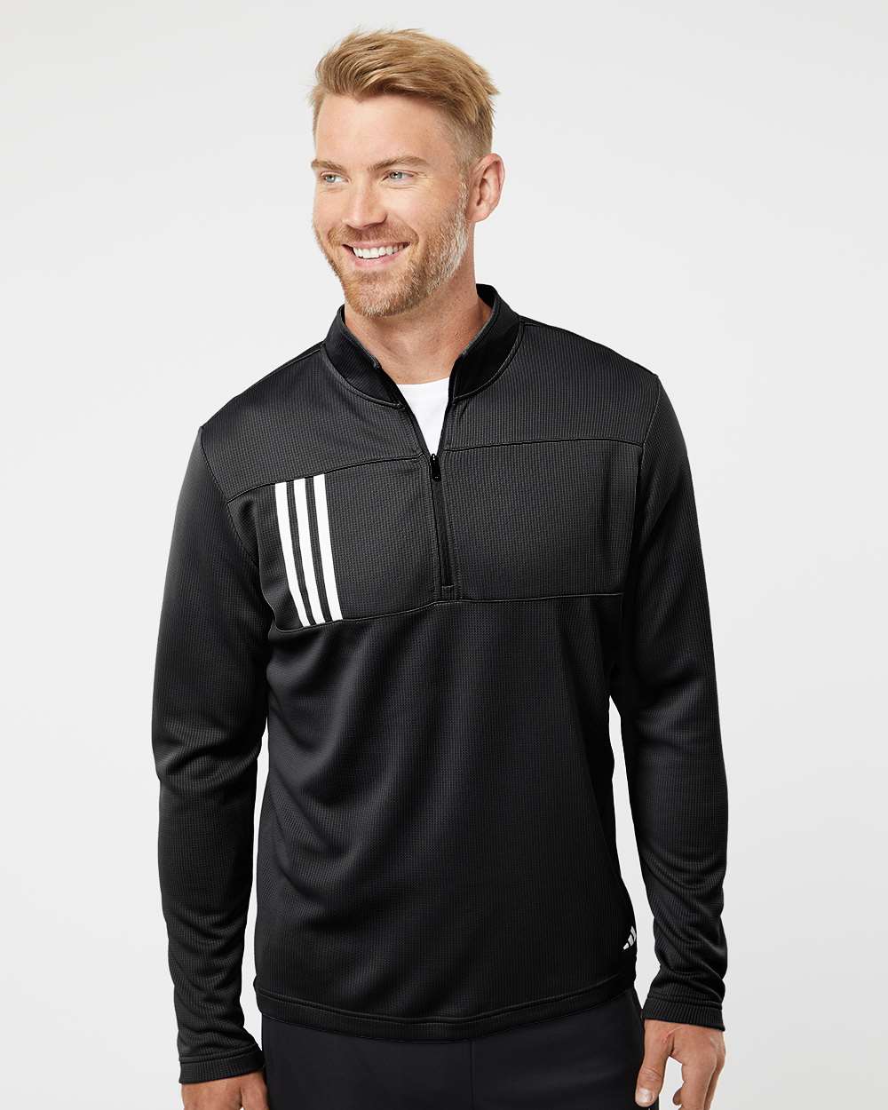Adidas - Men's 3-Stripes Double-Knit Quarter-Zip Pullover - A482 - MAD Merch USA