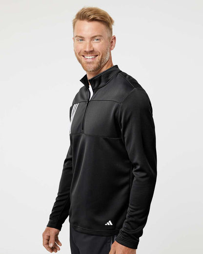 Adidas - Men's 3-Stripes Double-Knit Quarter-Zip Pullover - A482 - MAD Merch USA