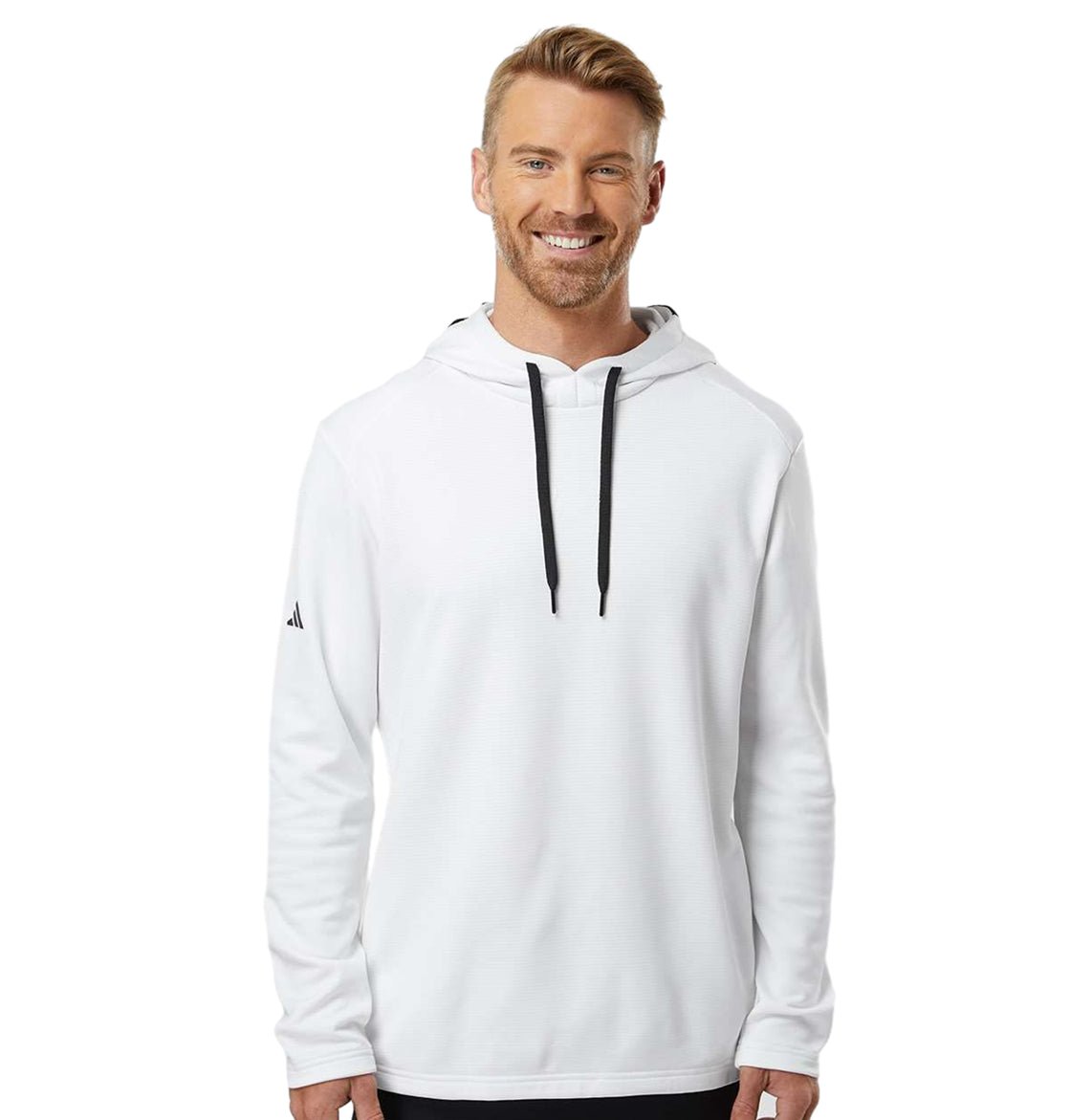 Adidas - Men's Textured Mixed Media Midweight Hooded Sweatshirt - A530 - MAD Merch USA