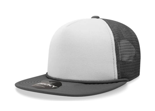 Decky - 6026 - Classic 5 Panel - Blank 2-Tone Flat Bill Foam Trucker Hat - MAD Merch USA