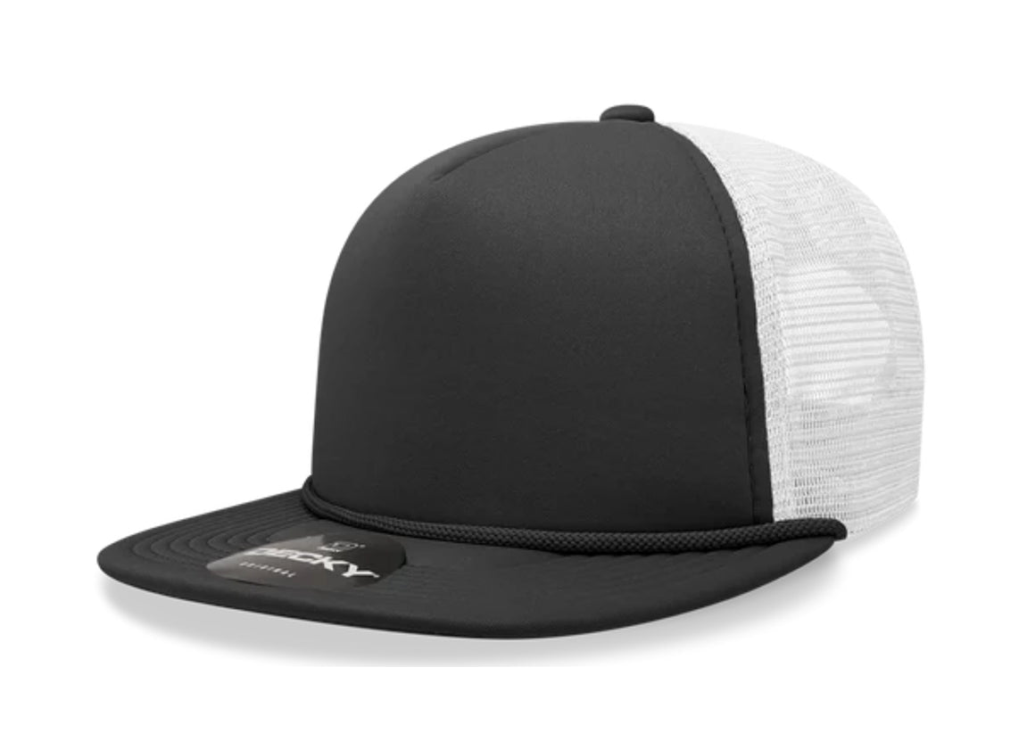 Decky - 6026 - Classic 5 Panel - Blank 2-Tone Flat Bill Foam Trucker Hat - MAD Merch USA