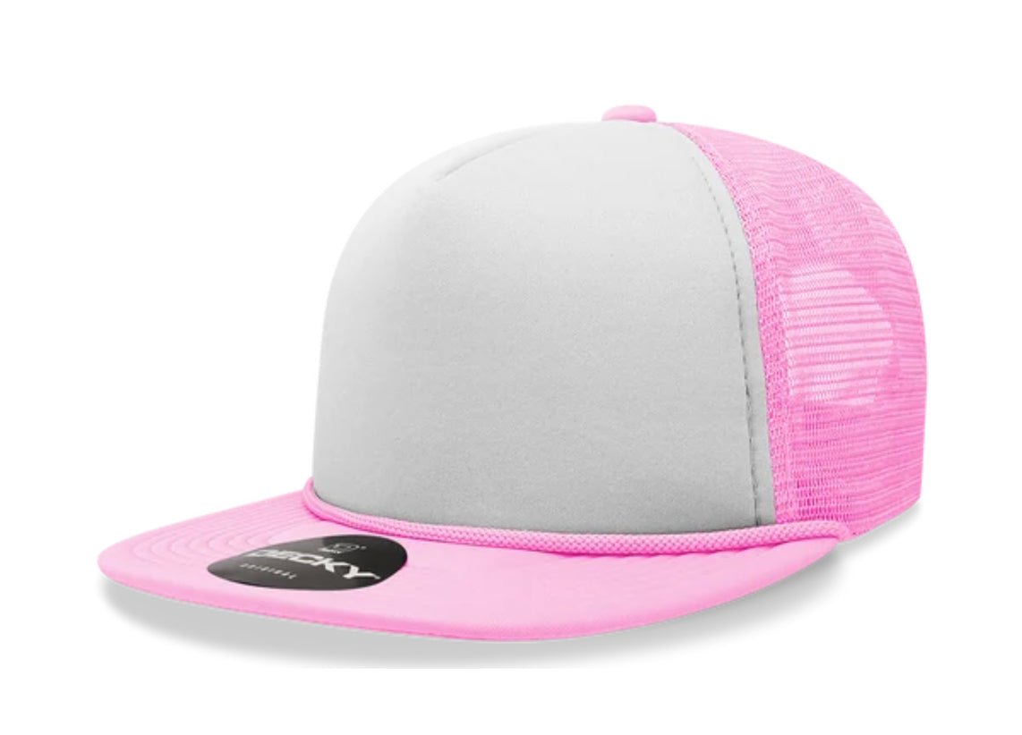 Decky - 6026 - Classic 5 Panel - Blank 2-Tone Flat Bill Foam Trucker Hat - MAD Merch USA