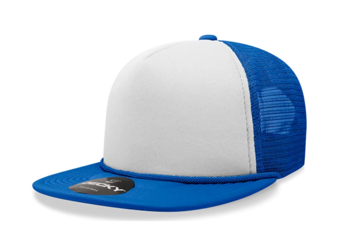 Decky - 6026 - Classic 5 Panel - Blank 2-Tone Flat Bill Foam Trucker Hat - MAD Merch USA