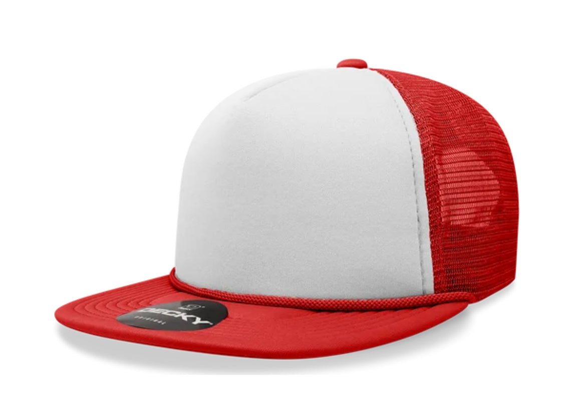 Decky - 6026 - Classic 5 Panel - Blank 2-Tone Flat Bill Foam Trucker Hat - MAD Merch USA