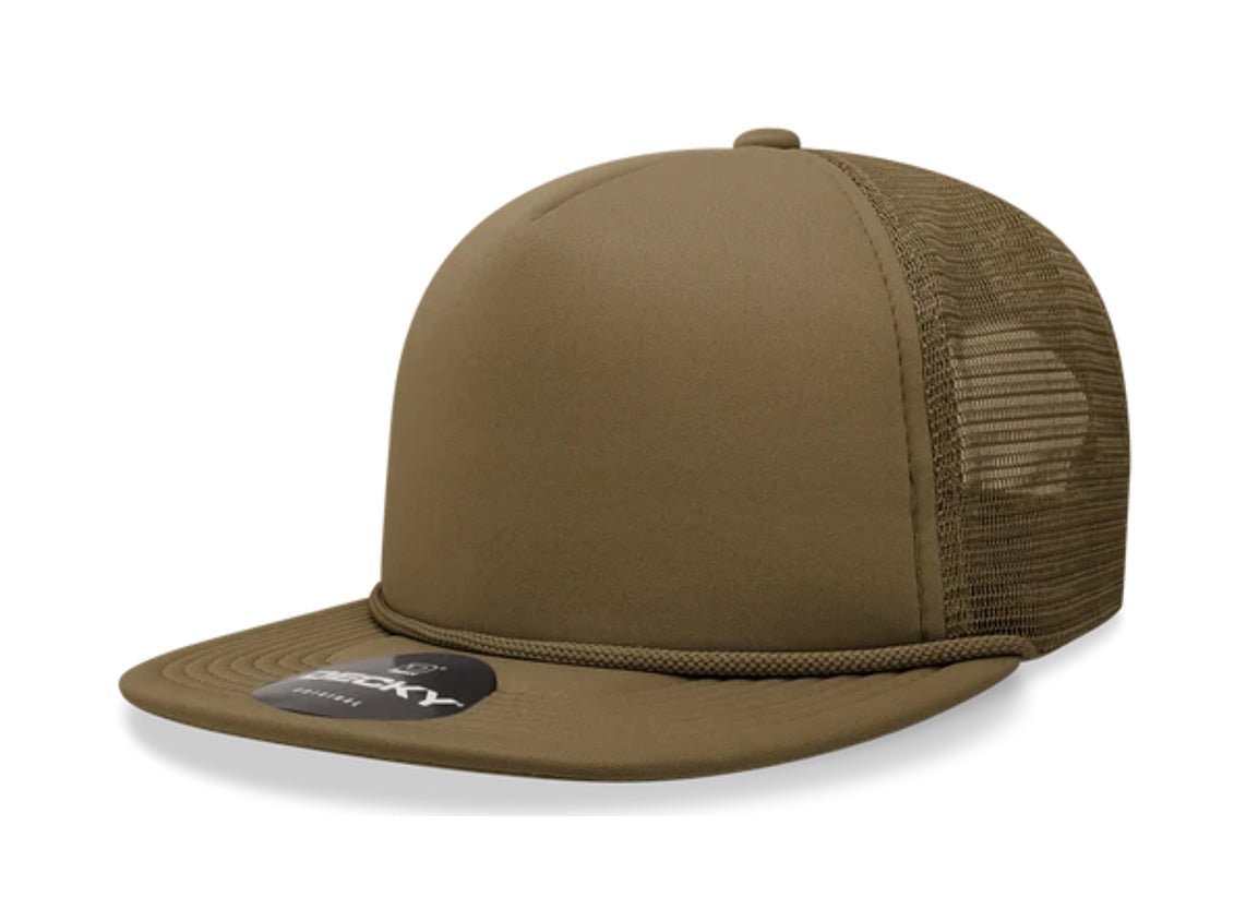Decky - 6026 - Classic 5 Panel Foam Trucker Cap, Flat Bill Hat - MAD Merch USA