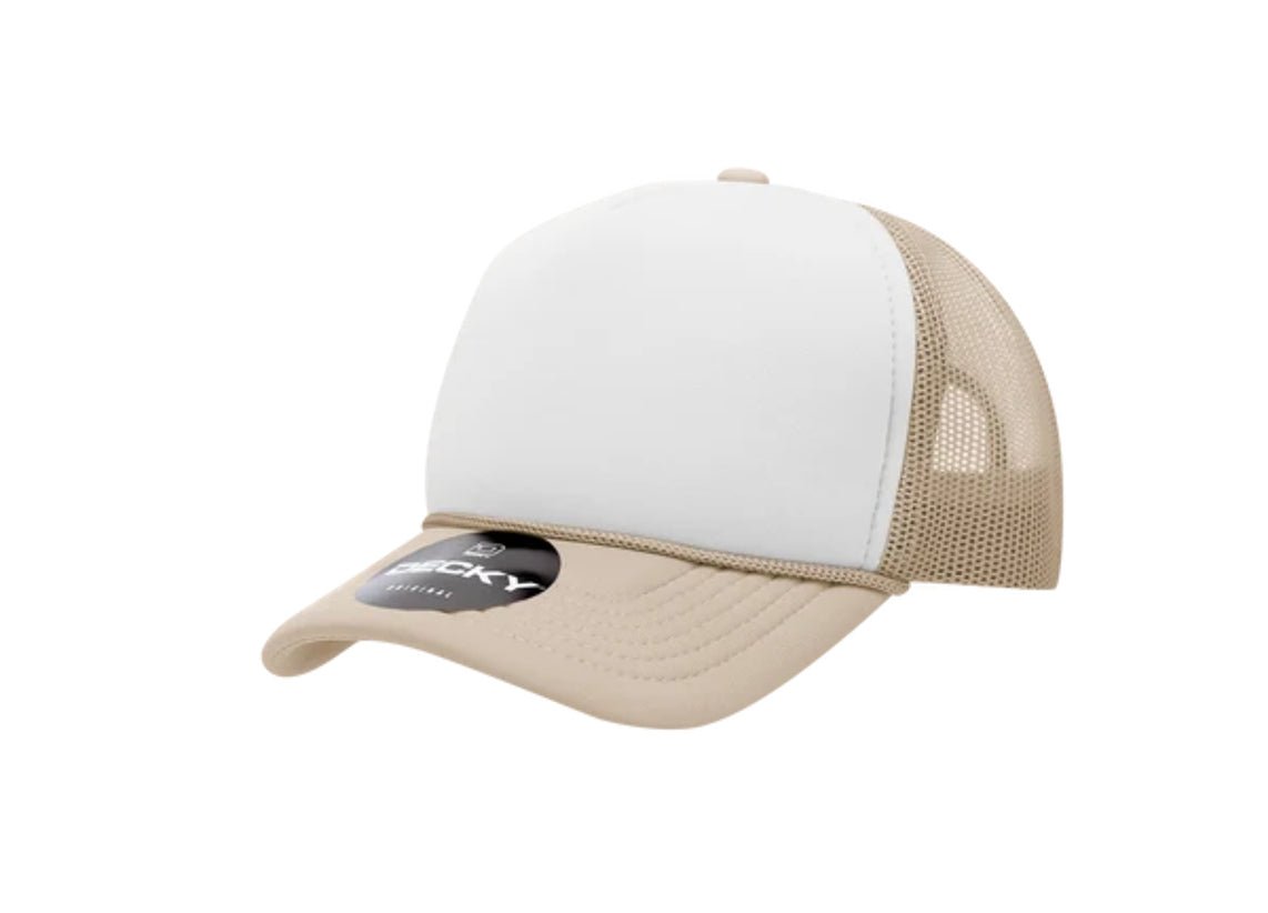 Decky -7010 - Youth 5 Panel Mid Profile two-tone Structured Foam Trucker, Kids Foam Trucker Hat, Mesh Back - MAD Merch USA