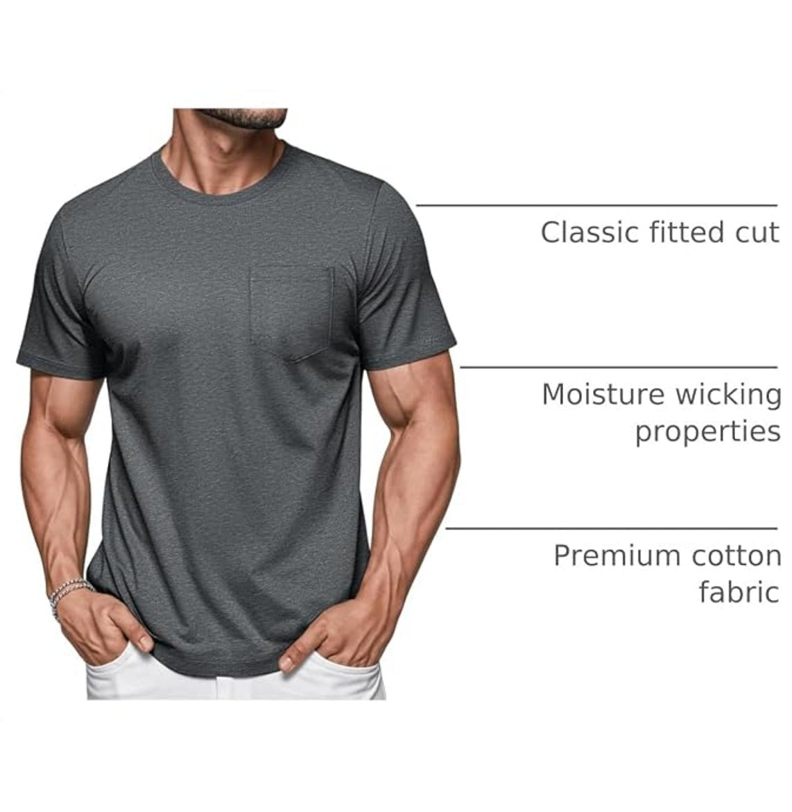 MAGCOMSEN - Men's Cotton Pocket T-Shirt - MAD Merch USA