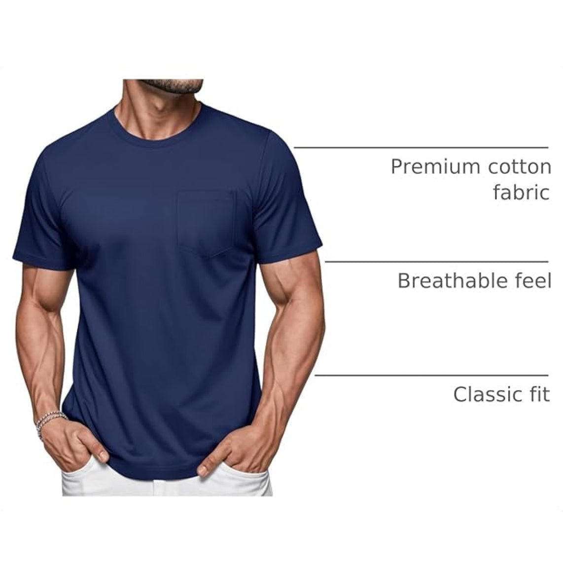 MAGCOMSEN - Men's Cotton Pocket T-Shirt - MAD Merch USA