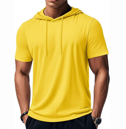 MAGCOMSEN - Men's Short Sleeve Hoodie Cotton Workout Hooded T-Shirts - MAD Merch USA