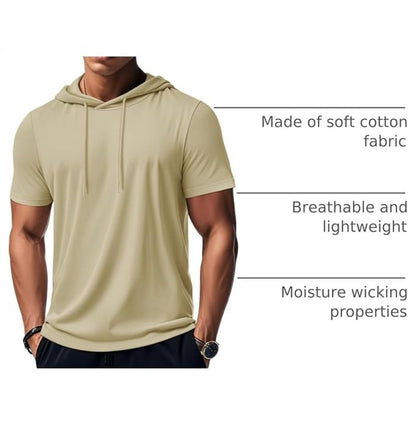 MAGCOMSEN - Men's Short Sleeve Hoodie Cotton Workout Hooded T-Shirts - MAD Merch USA