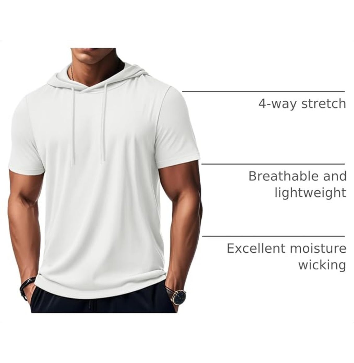 MAGCOMSEN - Men's Short Sleeve Hoodie Cotton Workout Hooded T-Shirts - MAD Merch USA