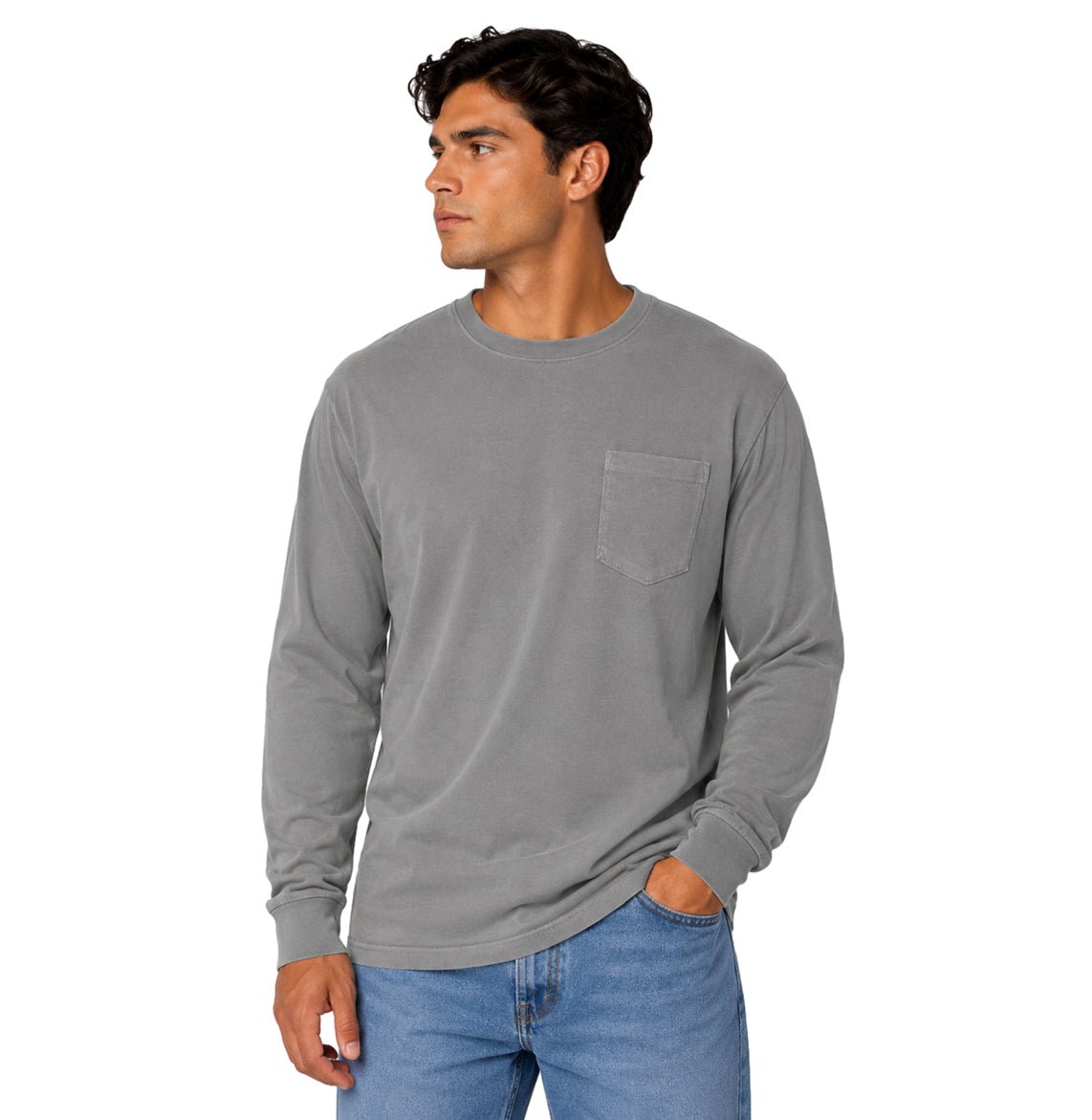 Unisex Garment-Dyed Heavyweight Long Sleeve Pocket T-Shirt - 4410 - MAD Merch USA