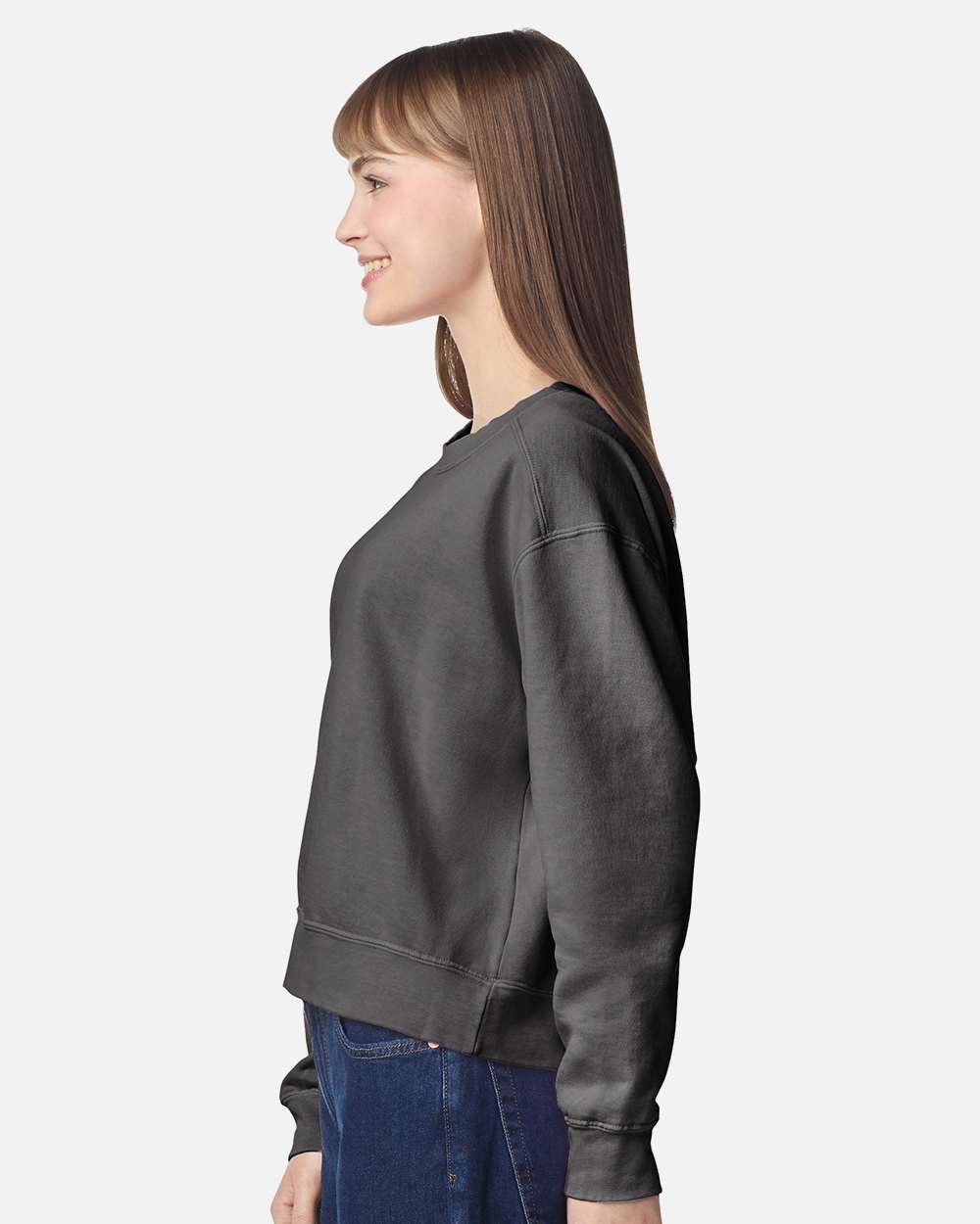 Women's Garment-Dyed Mid-Length Crewneck Sweatshirt - 1566L - MAD Merch USA